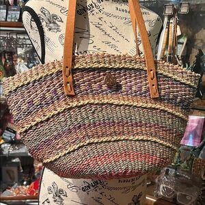 Multicolor Woven Tote Bag